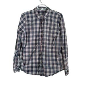 Gap ladies button down plaid shirt red and blue size M